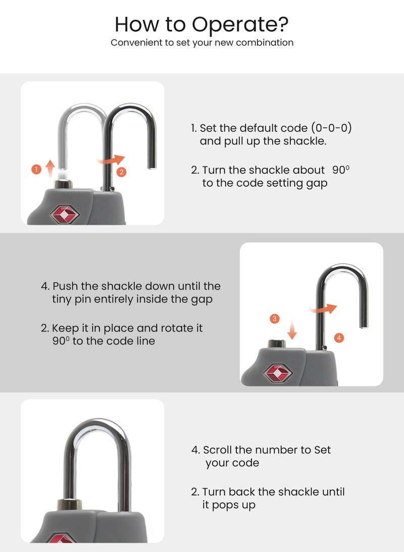 PARAJOHN - 3-Digit Security Luggage Lock Silver - Image 1