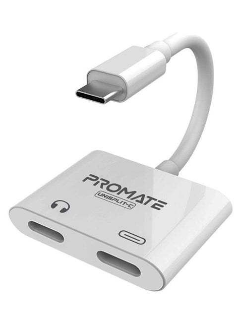 2-in-1 Audio & Charge USB-C Adapter White