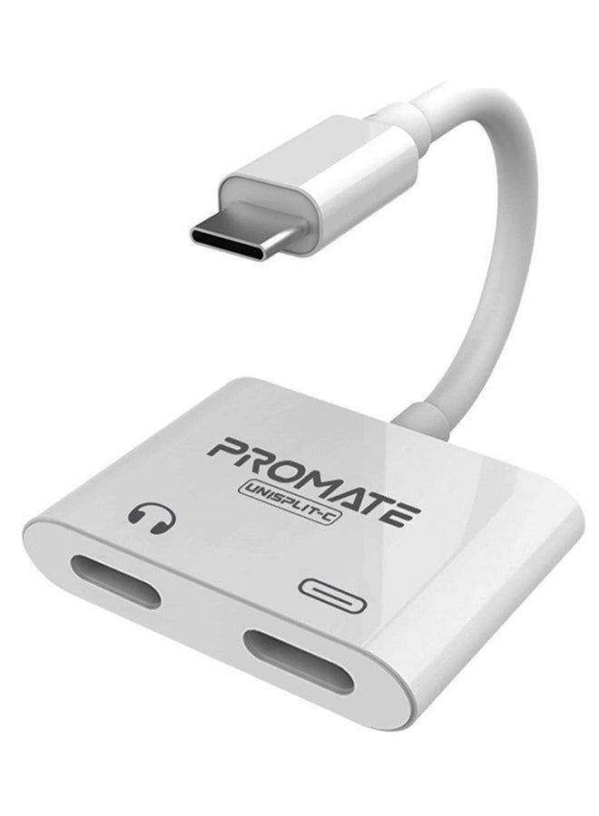 2-in-1 Audio & Charge USB-C Adapter White
