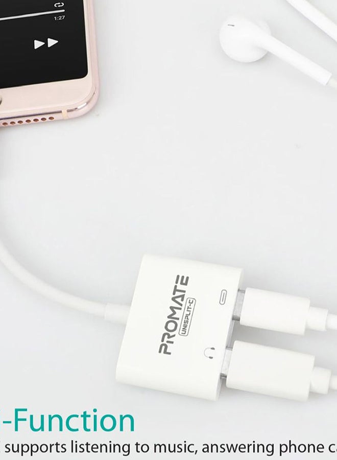 2-in-1 Audio & Charge USB-C Adapter White