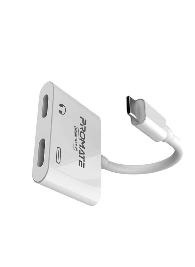 2-in-1 Audio & Charge USB-C Adapter White