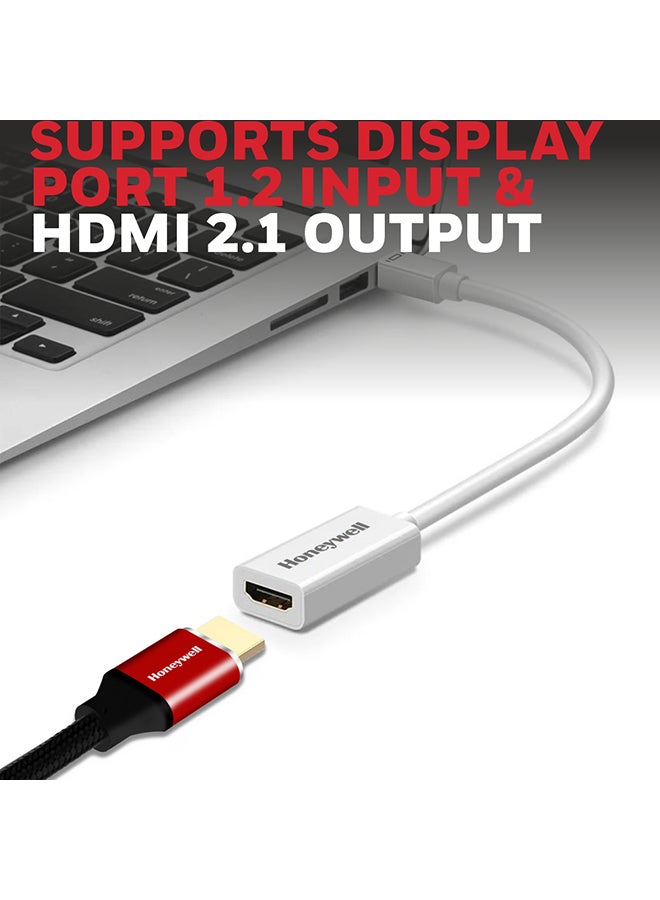 Honeywell - Mini Display Port to HDMI Adapter, 4K x 2K@30Hz Resolution, Transmission Speed of 3.0 Gbps, Male-Female Adapter, Compatible With LED Displays, Laptops, Gaming Consoles, Projector White - Image 1