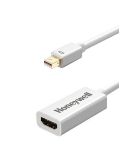 Mini Display Port to HDMI Adapter, 4K x 2K@30Hz Resolution, Transmission Speed of 3.0 Gbps, Male-Female Adapter, Compatible With LED Displays, Laptops, Gaming Consoles, Projector White