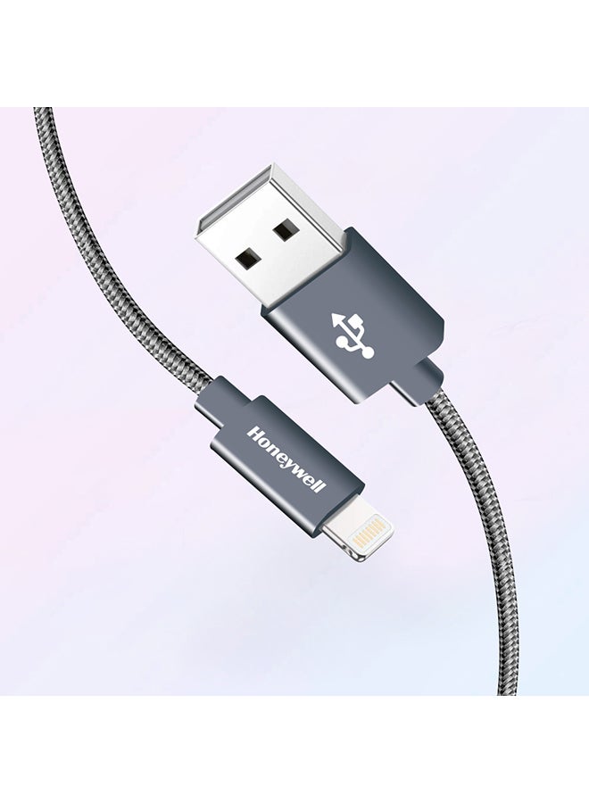 Iphone Lightning Cable 1.2Mtr Mfi Certified Compatible With Iphone 14/13/12/11 Series Ipad Ipod Upto 480Mbps Transfer Speed Braided Grey Grey