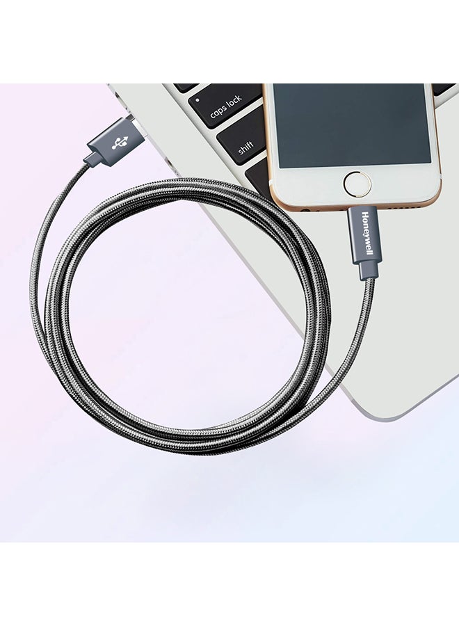 Iphone Lightning Cable 1.2Mtr Mfi Certified Compatible With Iphone 14/13/12/11 Series Ipad Ipod Upto 480Mbps Transfer Speed Braided Grey Grey