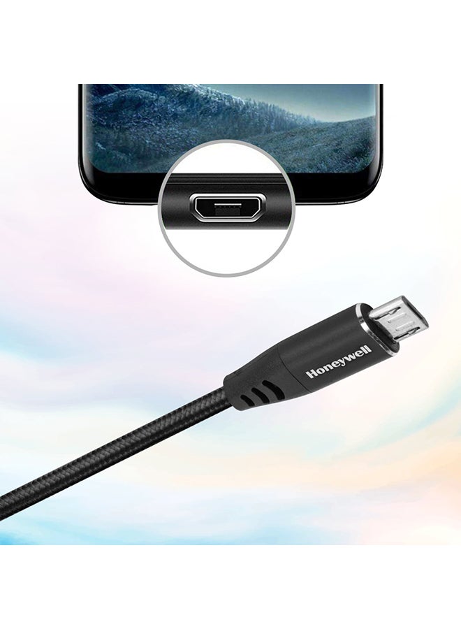 Honeywell USB to Micro USB cable, Fast Charging, 480 MBPS Transfer Speed, Nylon-Braided sync and charge cable, Male-to-Male Port, Compatible with Smartphones, Tablets, Laptops, 4 Feet (1.2M) Black - Image 5