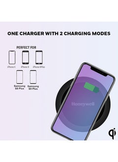 Honeywell Zest S Wireless Charger, QI Certified, Fast Charging, 10W Wireless Mobile Phone Charger, Compatible with iPhone 14/13/12/11/X/8, Galaxy S22/S21/S20/Note20 & all QI enabled smartphones Black  - Image 5