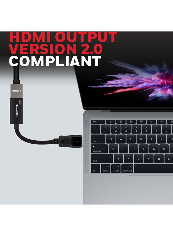 Honeywell Display Port to HDMI Adapter, 4K 3D Resolution With Surround Sound Audio Support, Male-Female Adapter, Compatible With LED Displays, Laptop, Gaming Console, Projector Black  - Image 2