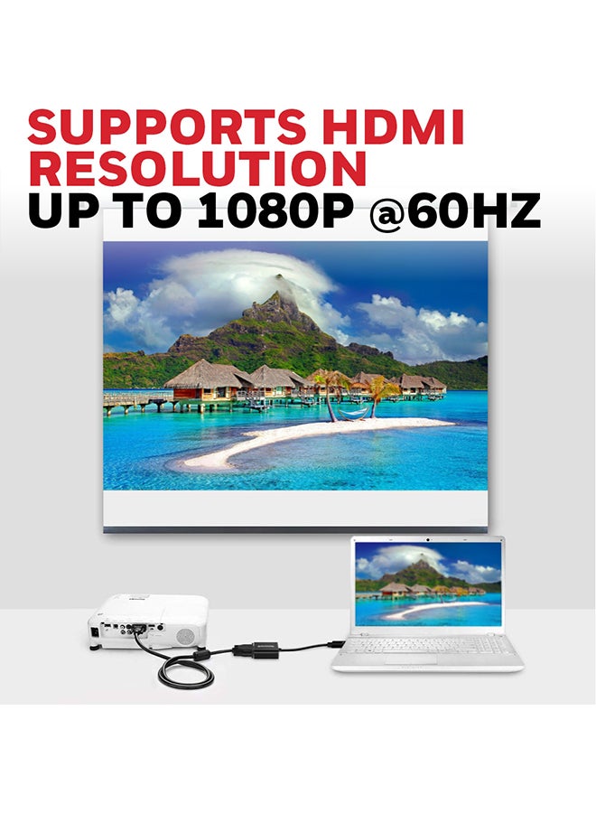 3-in-1 HDMI to VGA, 3.5mm Audio Jack And Micro USB Port, 1080p@60Hz HDMI Resolution And 6.75GB Transfer Speed, VGA Resolution 1920x1200P@60Hz, Compatible With-LED, Laptop, Gaming Console etc Black - v1675941578/N53327057A_5