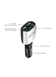 Dual USB with LED Display Car Charger, 24W Dual USB Charger, QC 3.0 Fast Charging, Compatible with iPhones, Smartphones, Tablets, Smartwatches, Power banks, Dashcams Black-Silver - v1675941583/N53327066A_2