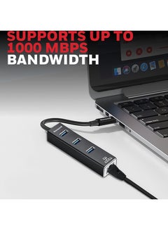 هوني ويل محول 4 في 1 من النوع C 3.1 إلى USB 3.0 مع RJ45 Gigabit Ethernet، 3 منافذ USB 3.0، سرعة نقل 5 جيجابت في الثانية، نطاق ترددي 1 جيجابت في الثانية، متوافق عالميًا مع جميع أجهزة MacBooks وأجهزة الكمبيوتر المحمولة وأجهزة الكمبيوتر الشخصية والأجهزة اللوحية من النوع C  - Image 5