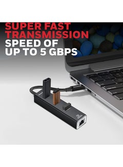 هوني ويل محول 4 في 1 من النوع C 3.1 إلى USB 3.0 مع RJ45 Gigabit Ethernet، 3 منافذ USB 3.0، سرعة نقل 5 جيجابت في الثانية، نطاق ترددي 1 جيجابت في الثانية، متوافق عالميًا مع جميع أجهزة MacBooks وأجهزة الكمبيوتر المحمولة وأجهزة الكمبيوتر الشخصية والأجهزة اللوحية من النوع C  - Image 4