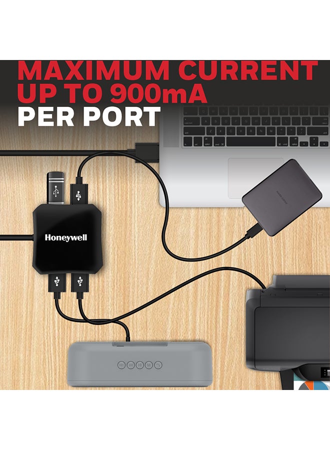 Momentum Port 4-1 USB 3.0 Hub, 1.2 mtr Cable, Transmission Speed 5GBPS, Universally Compatible With All USB PC, Laptop, Speaker, Mobile, Pen Drive, Hard Drive, Keyboard, Printer Black