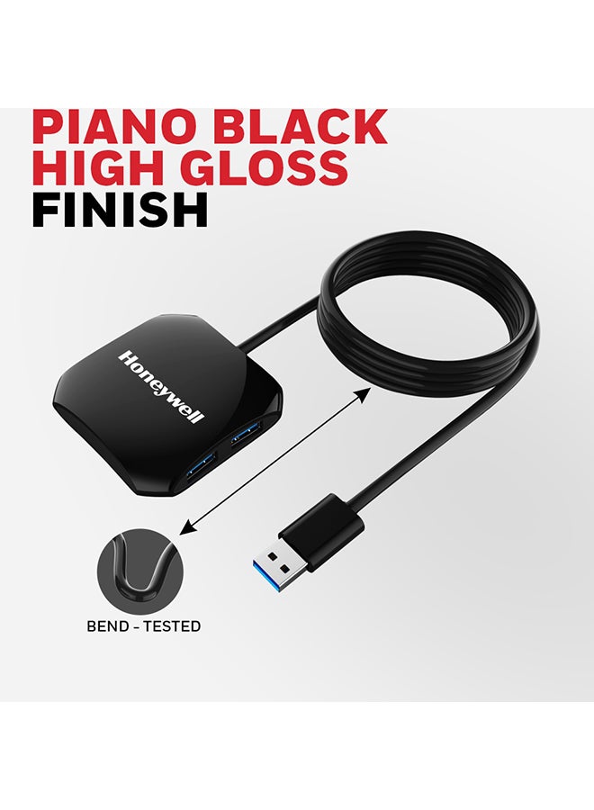 Momentum Port 4-1 USB 3.0 Hub, 1.2 mtr Cable, Transmission Speed 5GBPS, Universally Compatible With All USB PC, Laptop, Speaker, Mobile, Pen Drive, Hard Drive, Keyboard, Printer Black