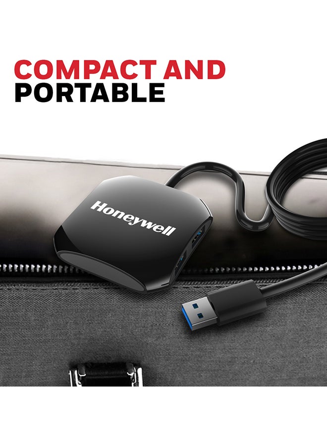 Momentum Port 4-1 USB 3.0 Hub, 1.2 mtr Cable, Transmission Speed 5GBPS, Universally Compatible With All USB PC, Laptop, Speaker, Mobile, Pen Drive, Hard Drive, Keyboard, Printer Black