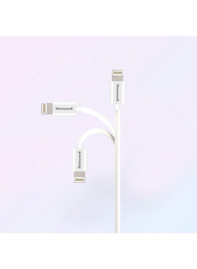 Honeywell - iPhone Lightning Cable 1.2mtr MFI Certified Compatible With iphone 14/13/12/11 Series, ipad, ipod Upto 480mbps Transfer Speed - Non-Braided White - Image 1