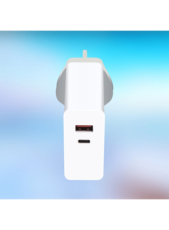 Honeywell - Zest Charger PD60W, ECAS Certified, With Type C PD 2.0 & USB-A Port, Qualcomm Compliant, Quick Charge 3.0 Tech, Compatible for iPhone, MacBook Air, iPad Pro, Pixel, Galaxy, Laptops, etc. White - Image 1