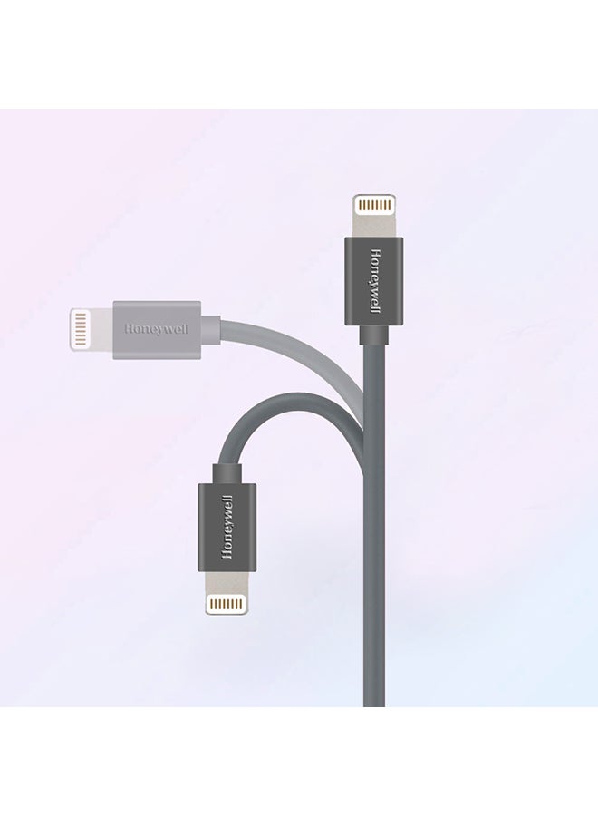 iPhone Lightning Cable 1.2mtr MFI Certified Compatible With iPhone 14/13/12/11 Series, iPad, iPod Upto 480mbps Transfer Speed - Non-Braided Grey/White - v1675941602/N53327176A_2