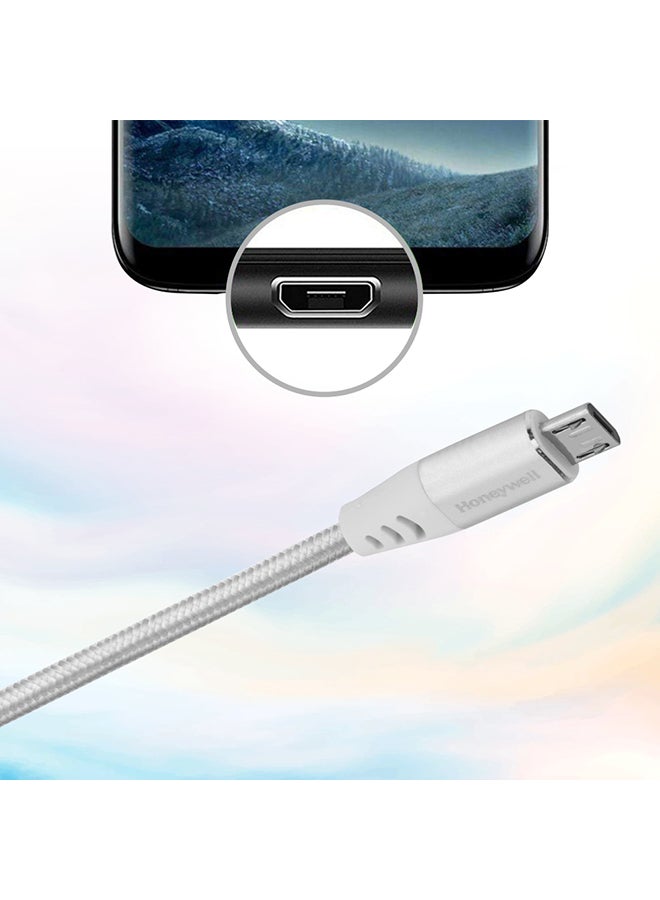 Honeywell USB to Micro USB cable, Fast Charging, 480 MBPS Transfer Speed, Nylon-Braided sync and charge cable, Male-to-Male Port, Compatible with Smartphones, Tablets, Laptops, 4 Feet (1.2M) white - Image 5