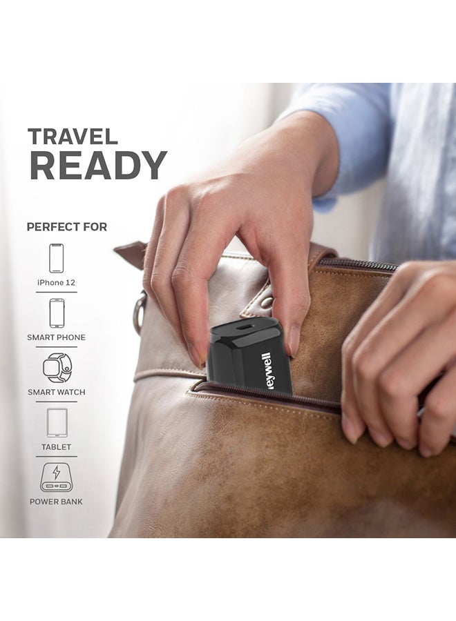 Honeywell - PD 20W USB-C Ultra-Fast Charger Compatible With iPhone 16/15/14/13/12/11 Series, ipad, Google Pixel, Samsung Galaxy And Oneplus, 3 Yrs Manufacturer Warranty Black - Image 1