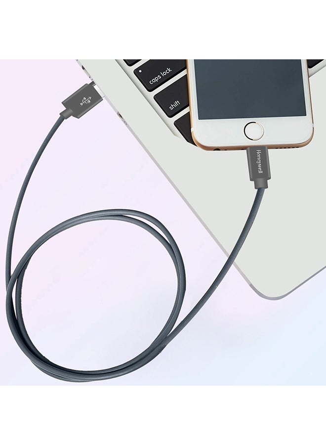 iPhone Lightning Cable 1.2mtr MFI Certified Compatible With iPhone 14/13/12/11 Series, iPad, iPod Upto 480mbps Transfer Speed - Non-Braided Grey/White - v1675941603/N53327176A_3