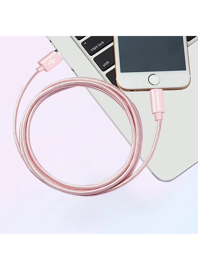 Honeywell - Iphone Lightning Cable 1.2Mtr Mfi Certified Compatible With Iphone 14/13/12/11 Series Ipad Ipod Upto 480Mbps Transfer Speed Braided Rose Gold Rose Gold - Image 1