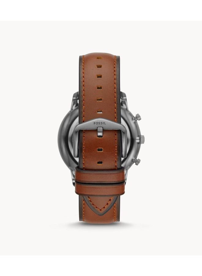 فوسيل ساعة يد بعقارب وسوار من الجلد طراز FS5512 - 41 مم - بني للرجال - Image 2