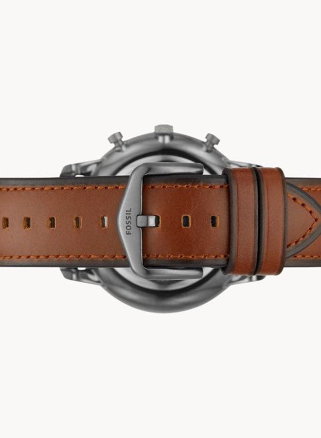 فوسيل ساعة يد بعقارب وسوار من الجلد طراز FS5512 - 41 مم - بني للرجال - Image 5