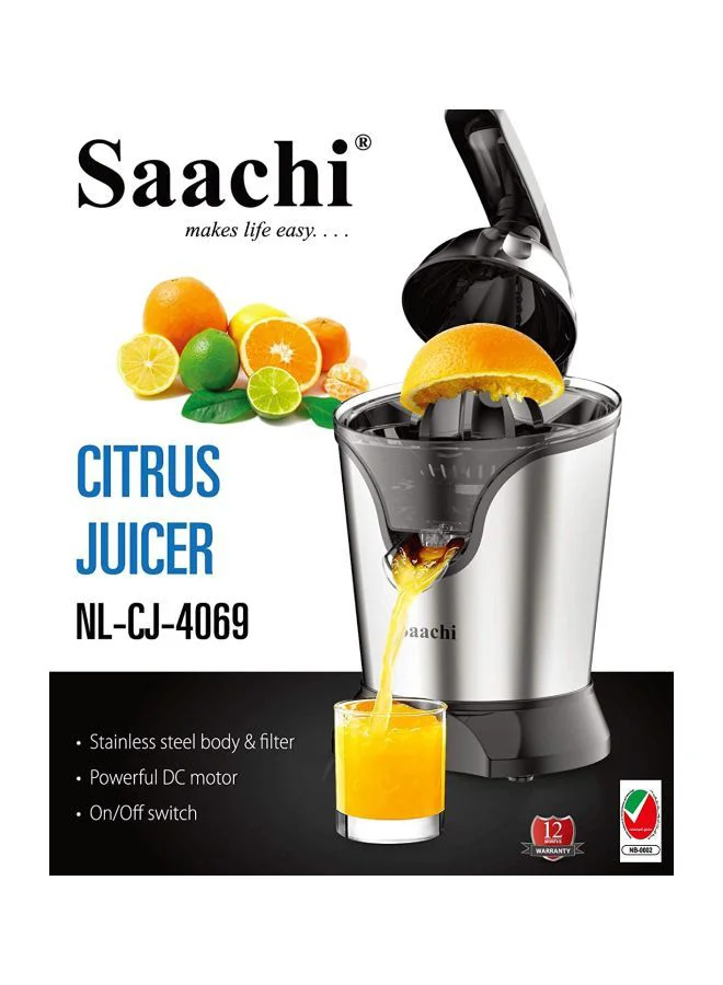 Saachi Citrus Juicer with Stainless Steel Body and Silicon Handle, Great for Making Orange Juice and Lemonade 180 W NL-CJ-4069-ST Steel