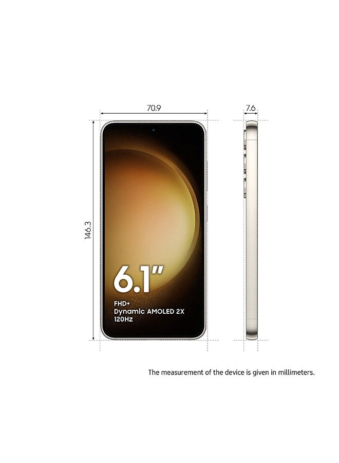 سامسونج - هاتف Galaxy S23 5G ثنائي الشريحة باللون الكريمي وذاكرة الوصول العشوائي (RAM) سعة 8 جيجابايت وسعة 256 جيجابايت - الإصدار العالمي - Image 1