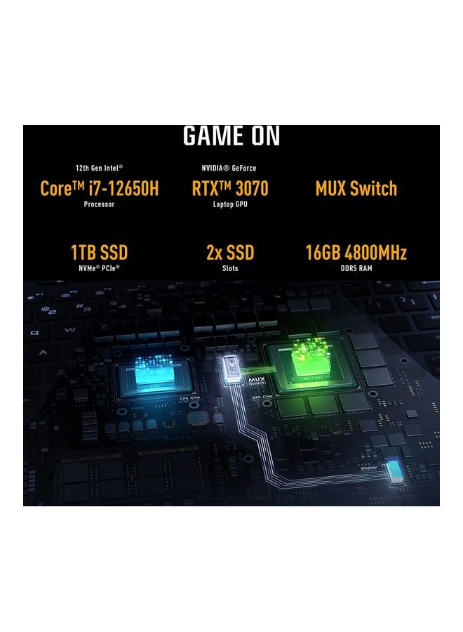 ASUS TUF DASH F15 Gaming FX517ZR-HN028W (Upgraded Version) Laptop With 15.6-Inch Full HD Display, Core i7-12650H Processor/16GB RAM/1TB SSD/6GB Nvidia Geforce RTX 3070 Graphics Card/Winodws 11 Home English/Arabic Off Black  - Image 4