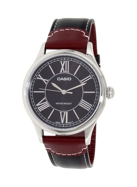 Men's Leather Analog Wrist Watch MTP-E113L-1ADF