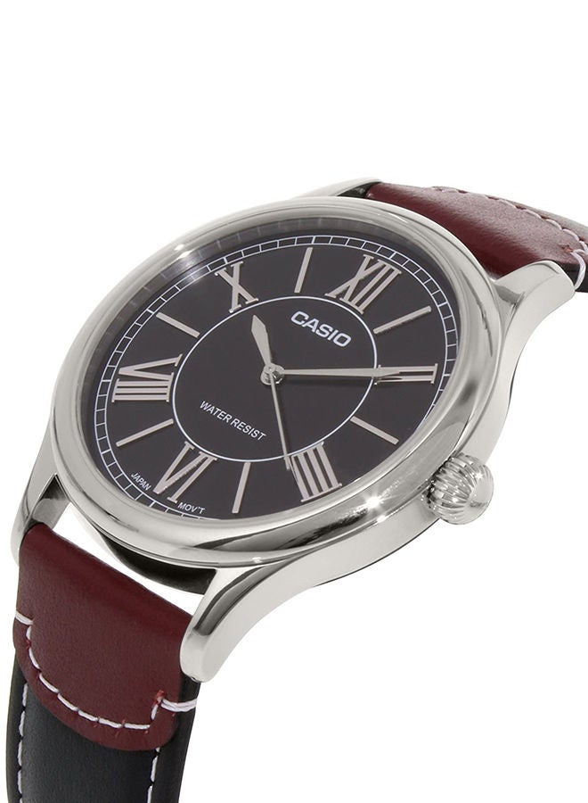 CASIO Men's Leather Analog Wrist Watch MTP-E113L-1ADF - Image 3