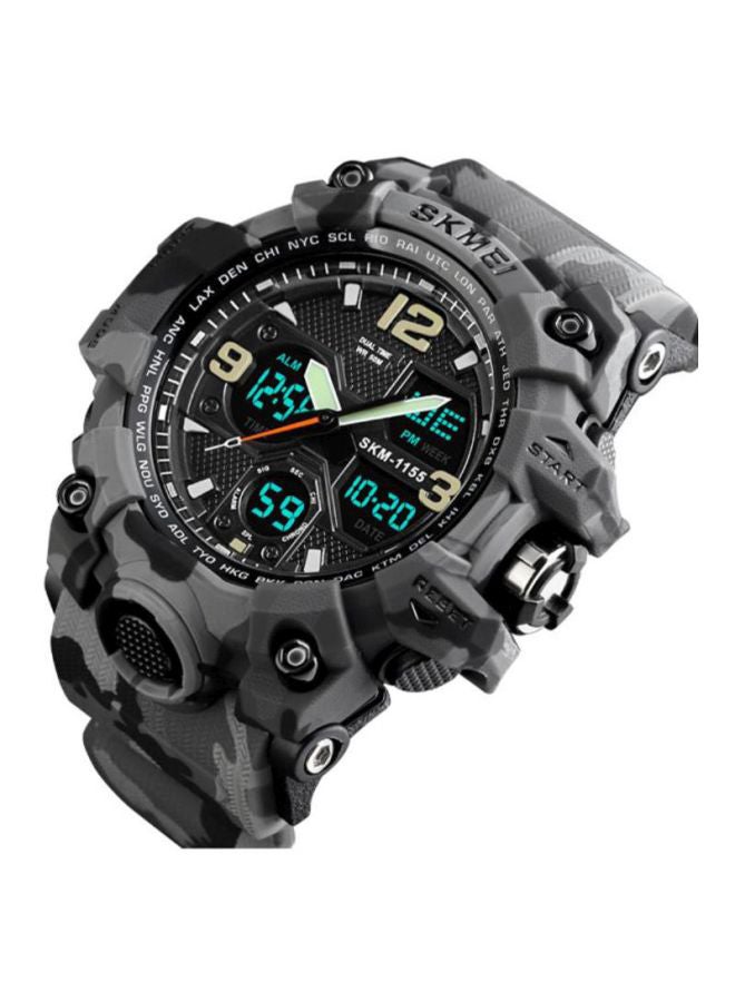 سكمي ساعة يد رقمية وبعقارب مقاومة للماء مقاس 3858 - 55 مم - لون رمادي مموه للرجال - Image 2