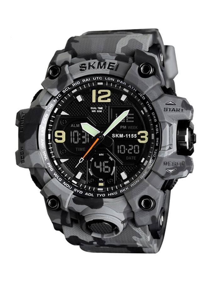 سكمي ساعة يد رقمية وبعقارب مقاومة للماء مقاس 3858 - 55 مم - لون رمادي مموه للرجال - Image 1