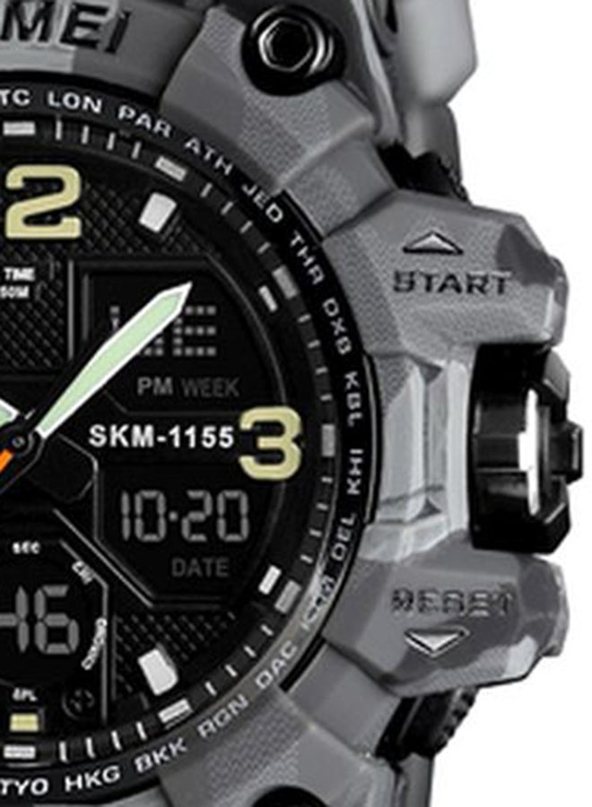 سكمي ساعة يد رقمية وبعقارب مقاومة للماء مقاس 3858 - 55 مم - لون رمادي مموه للرجال - Image 3