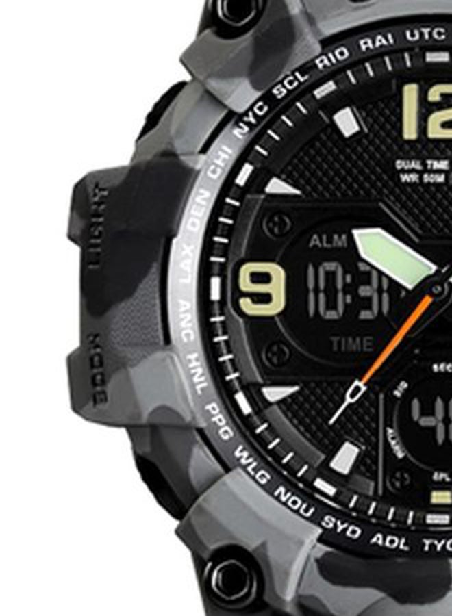 سكمي ساعة يد رقمية وبعقارب مقاومة للماء مقاس 3858 - 55 مم - لون رمادي مموه للرجال - Image 4