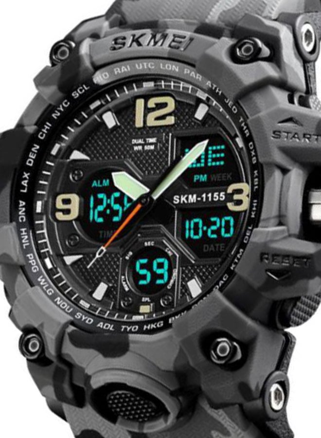 سكمي ساعة يد رقمية وبعقارب مقاومة للماء مقاس 3858 - 55 مم - لون رمادي مموه للرجال - Image 5