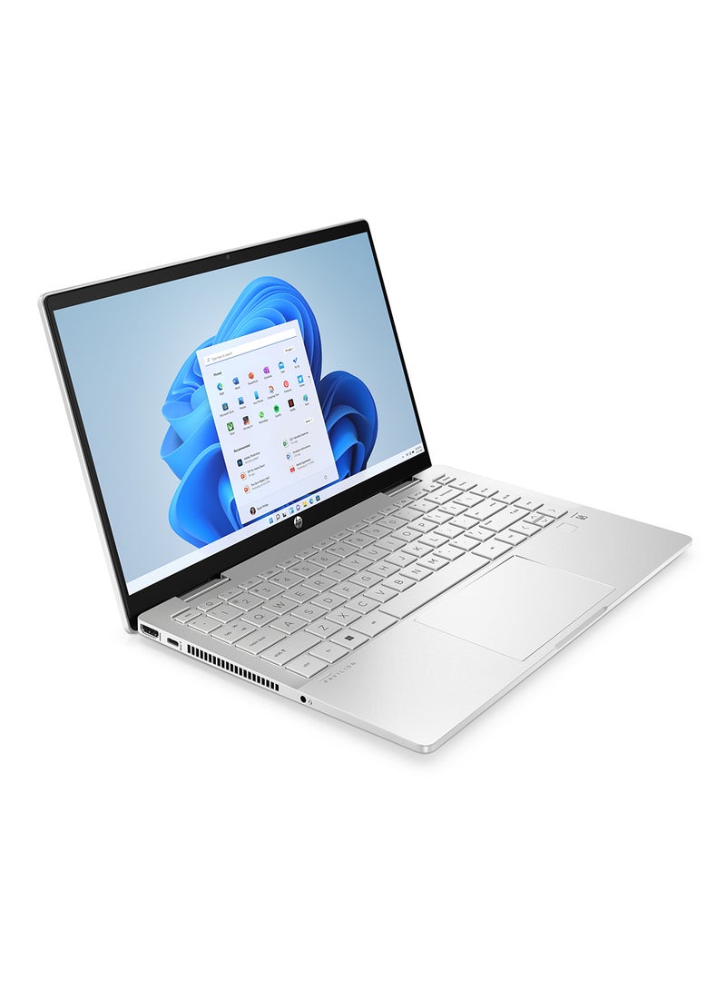 HP - Pavilion x360 2-in-1 (Upgraded Version) Laptop 14-ek0005nx With 14-Inch Touch Display, Intel Core i5-1235U Processor / 8GB RAM / 512GB SSD / Intel UHD Graphics / Windows 11 Home / English/Arabic Natural Silver - Image 1