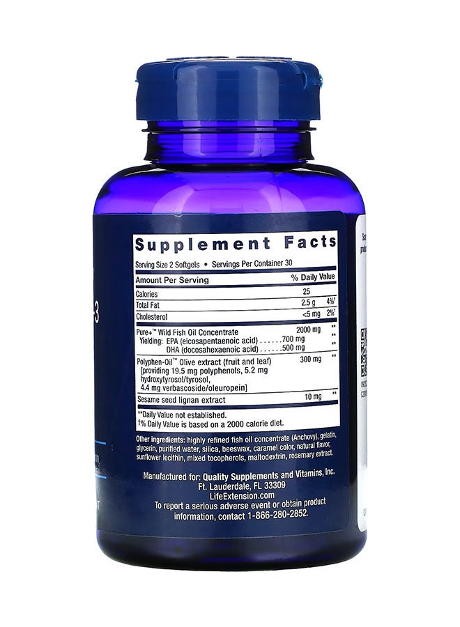 Life Extension - Super Omega-3, EPA/DHA Fish Oil 60 Softgels - Image 1