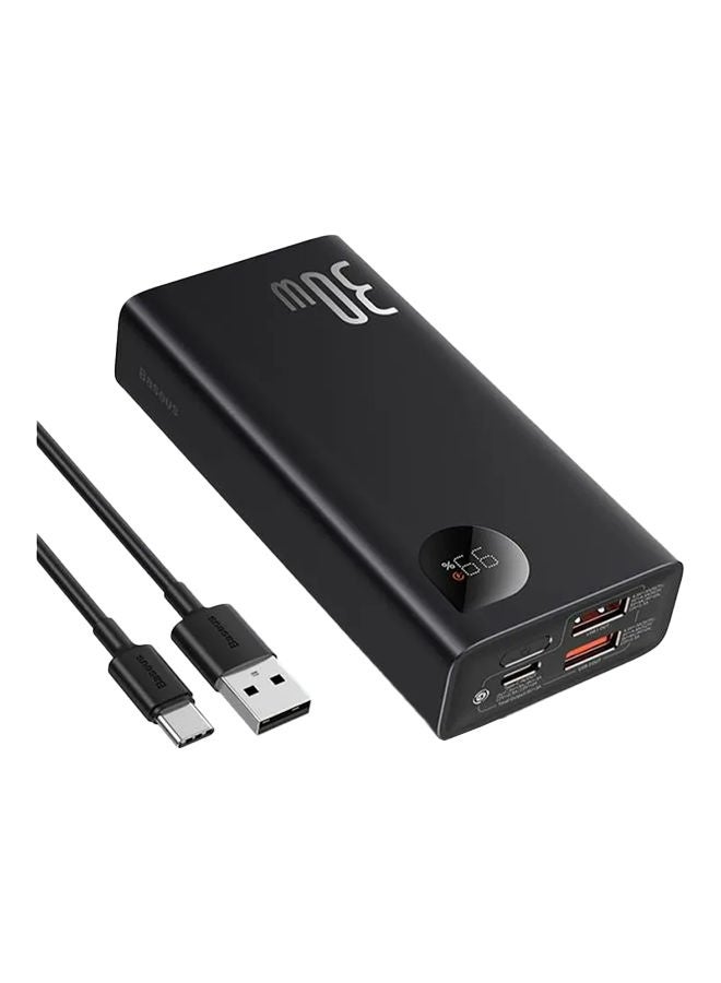 Baseus - 10000 mAh 10000mAh Power Bank with LED Digital Display, 30W Fast Charging QC 3.0 USB C Battery Pack Portable Charger with 3 Outputs Compatible with iPhone/ iPad/ Samsung/ Huawei/ Xiaomi/ Tablet and Many More Black - Image 1