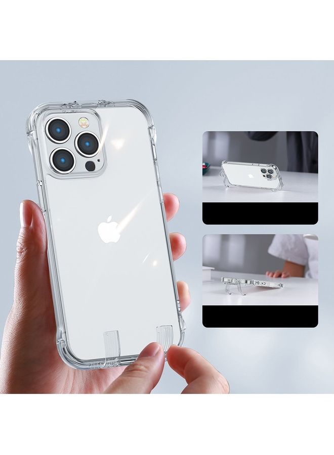 JOYROOM - Joyroom Defender Series Case Cover for iPhone 14 Pro Max Armored Hook Cover Stand (JR-14H4) Clear - Image 1