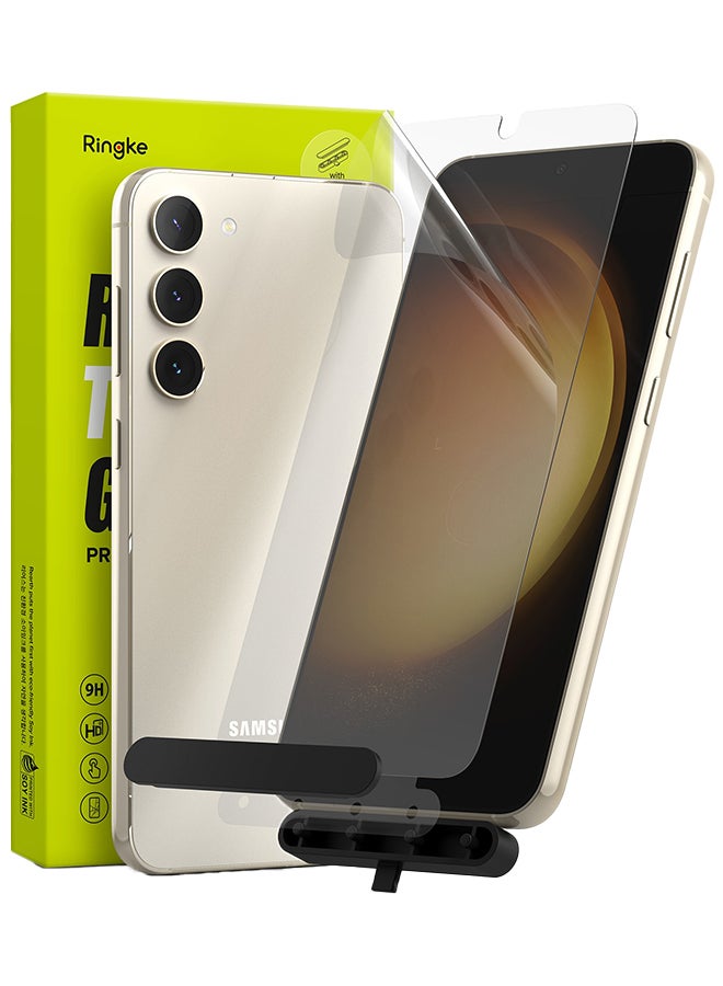 Ringke Shatterproof Coverage Compatible Samsung Galaxy S23 Plus Screen Protector 5G Multi Layer Protective Premium Quality Tempered Glass With Easy Application Kit 2 Pack Clear - Image 1