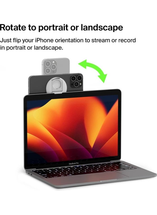 belkin - Mag Safe Continuity Camera Mount Turn To Webcam Compatible With Mac Book Pro Air IPhone 14 13 12 Silver - Image 1