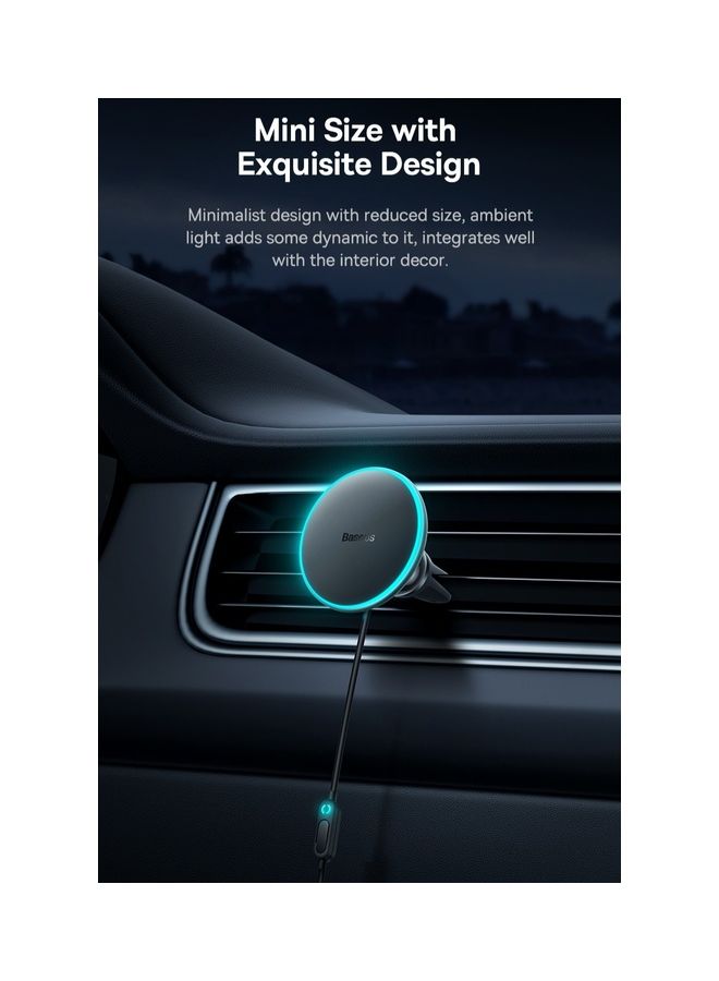 Baseus - Magsafe Car Mount Charger 15W, Car Mount for iPhone Wireless Fast Charging, Magnetic Car Phone Mount Holder for Magsafe Charger Vent Mount Fits iPhone 15 Pro Max Plus 14 13 12 MagSafe Case Black - Image 1