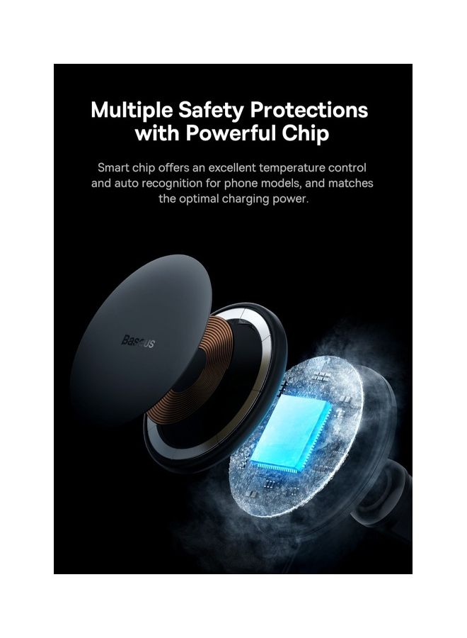 Baseus - Magsafe Car Mount Charger 15W, Car Mount for iPhone Wireless Fast Charging, Magnetic Car Phone Mount Holder for Magsafe Charger Vent Mount Fits iPhone 15 Pro Max Plus 14 13 12 MagSafe Case Black - Image 1