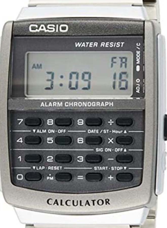 CASIO - Men's Water Resistant Stainless Steel Digital Watch CA-506--1DF - 45 mm - Silver - Image 1