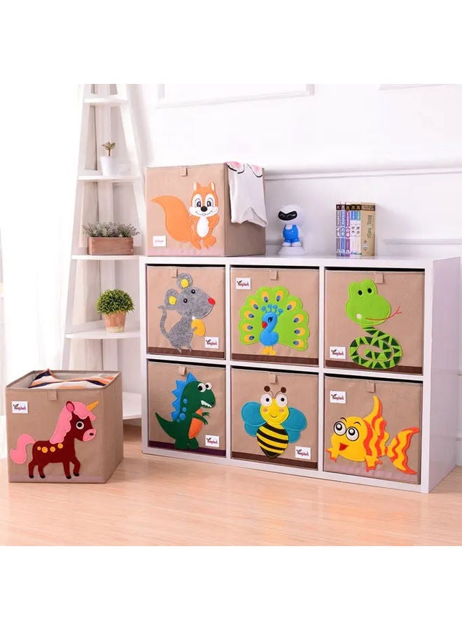 ديكورك Kids mix animal Print Non Woven Fabric Storage Box For Organization Grey/Blue 33 x 33 x 33cm - Image 2