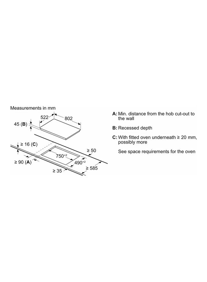 BOSCH Series 6 Electric Hob Ceramic 80cm 4 Burners PKN811FP2E Black - Image 5