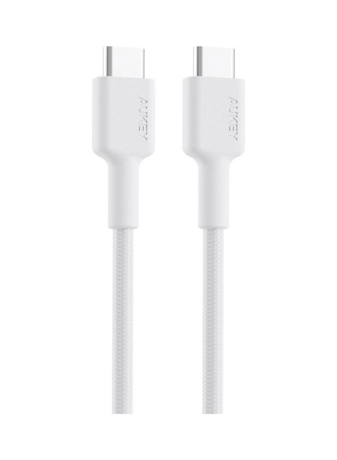 Aukey Braided Nylon USB C to USB C Cable 0.9m Fast charge Cable USB C to USB C For iPhone 16 15 Pro Max iPad mini 6 MacBook Pro Air M3 M2 M1 iPad Pro Samsung S24 S23 Ultra Laptop Lenovo Dell Xiaomi White White  - Image 1